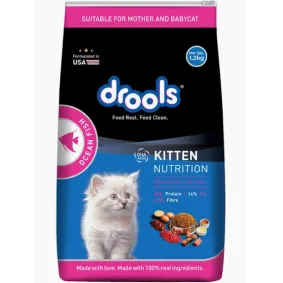  Drools Kitten(1-12 Months) Dry Cat Food, Ocean Fish, 1.2kg with Free Container